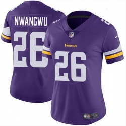 Women Minnesota Vikings 26 Kene Nwangwu Purple Vapor Untouchable Limited Stitched Jersey