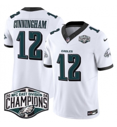 Men Philadelphia Eagles 12 Randall Cunningham White 2024 New NFC East Champions F U S E  Vapor Untouchable Limited Stitched Football Jersey