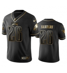 Men Philadelphia Eagles 26 Miles Sanders Black Golden Edition Stitched Football Jersey