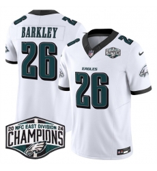 Men Philadelphia Eagles 26 Saquon Barkley White 2024 New NFC East Champions F U S E  Vapor Untouchable Limited Stitched Football Jersey