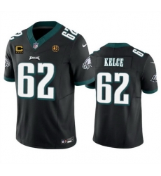 Men Philadelphia Eagles 62 Jason Kelce Black 2023 F U S E  With 4 Star C Patch And John Madden Patch Vapor Limited Stitched Football Jersey