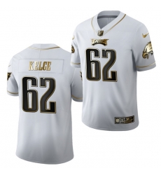 Men Philadelphia Eagles 62 Jason Kelce White Golden Limited Stitched Jersey