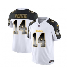 Men Pittsburgh Steelers 14 George Pickens White Black 2023 F U S E  Smoke Vapor Untouchable Limited Stitched Jersey