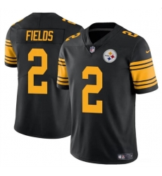 Men Pittsburgh Steelers 2 Justin Fields Black Color Rush Vapor Limited Stitched Jersey