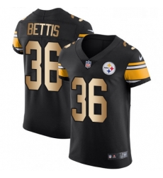 Mens Nike Pittsburgh Steelers 36 Jerome Bettis Elite BlackGold Team Color NFL Jersey