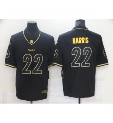 Men's Pittsburgh Steelers #22 Najee Harris Nike Black Gold Draft First Round Pick Limited Jersey