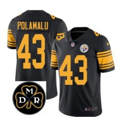 Nike Steelers Troy Polamalu Black Men's Stitched NFL Stitched MDR Patch Limited Rush Jersey