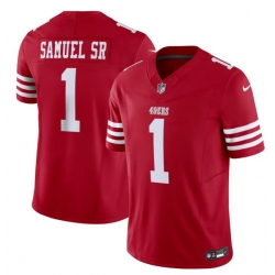 Men San Francisco 49ers 1 Deebo Samuel SR Red 2024 F U S E Vapor Untouchable Limited Stitched Football Jersey