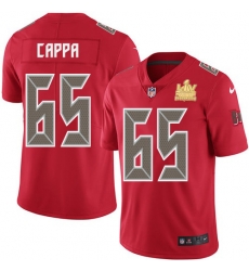 Men Nike Tampa Bay Buccaneers 65 Alex Cappa Red Men Super Bowl LV Champions Patch Stitched NFL Limited Rush Jersey