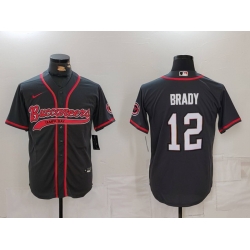 Men Tampa Bay Buccaneers  12 Tom Brady Black Cool Base Stitched Baseball Jersey 2