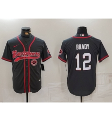 Men Tampa Bay Buccaneers 12 Tom Brady Black Cool Base Stitched Baseball Jersey