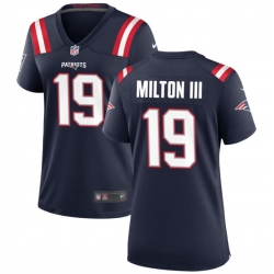 Women New England Patriots 19 Joe Milton III 2024 Navy Stitched Jersey