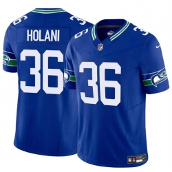 Youth Seattle Seahawks 36 George Holani Royal 2024 F U S E Throwback Vapor Limited Stitched Football Jersey