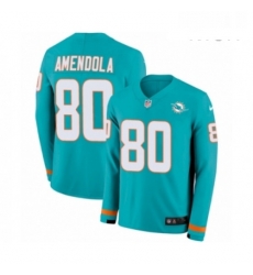 Mens Nike Miami Dolphins 80 Danny Amendola Limited Aqua Therma Long Sleeve NFL Jersey