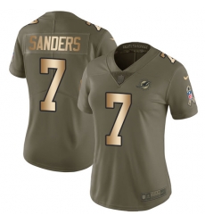 7 Limited Jason Sanders OliveGold Nike NFL Womens Jersey Miami Dolphins 2017 Salute to Service