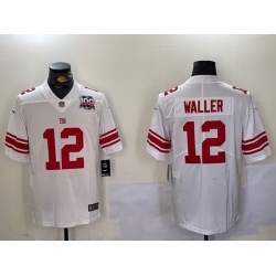 Men New York Giants 12 Darren Waller White With 100TH Season Patch Vapor Untouchable Limited Stitched Jersey