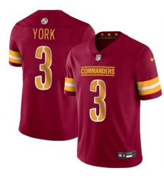 Men Washington Commanders 3 Cade York Burgundy 2024 Vapor Limited Stitched Football Jersey