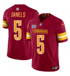 Men Washington Commanders 5 Jayden Daniels Burgundy 2024 With Draft Patch F U S E Vapor Limited Stitched Football Jersey