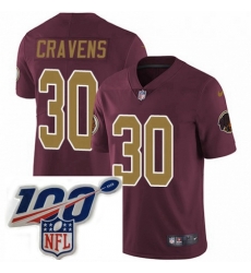 Mens Nike Washington Redskins 30 Sua Cravens Burgundy RedGold Number Alternate 80TH Anniversary Vapor Untouchable Limited Stitched 100th anniversary Neck P