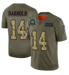 Jets 14 Sam Darnold Olive Camo Men Stitched Football Limited 2019 Salute To Service Jersey