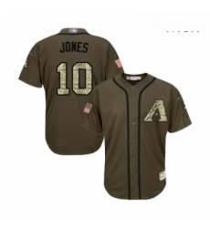 Mens Arizona Diamondbacks 10 Adam Jones Authentic Green Salute to Service Baseball Jersey 