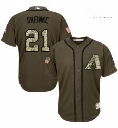 Mens Majestic Arizona Diamondbacks 21 Zack Greinke Authentic Green Salute to Service MLB Jersey