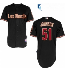 Mens Majestic Arizona Diamondbacks 51 Randy Johnson Authentic Black Cool Base MLB Jersey