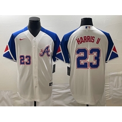 MLB Braves 23 Harris II White City Connect Cool Base Men Jersey