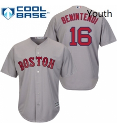 Youth Majestic Boston Red Sox 16 Andrew Benintendi Authentic Grey Road Cool Base MLB Jersey