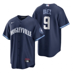 Youth Cubs Wrigleyville Javier Baez Navy City Connect Replica Jersey