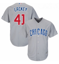 Youth Majestic Chicago Cubs 41 John Lackey Replica Grey Road Cool Base MLB Jersey