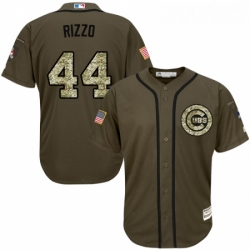 Youth Majestic Chicago Cubs 44 Anthony Rizzo Authentic Green Salute to Service MLB Jersey