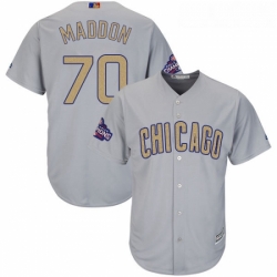 Youth Majestic Chicago Cubs 70 Joe Maddon Authentic Gray 2017 Gold Champion Cool Base MLB Jersey