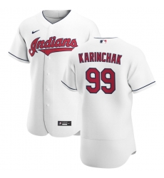 Men Cleveland Indians 99 James Karinchak Men Nike White Home 2020 Flex Base Team MLB Jersey