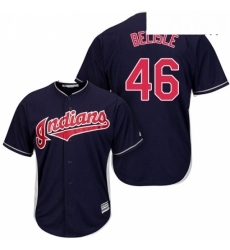 Mens Majestic Cleveland Indians 46 Matt Belisle Replica Navy Blue Alternate 1 Cool Base MLB Jersey 