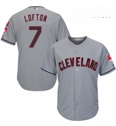 Mens Majestic Cleveland Indians 7 Kenny Lofton Replica Grey Road Cool Base MLB Jersey