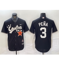 Men Houston Astros 3 Jeremy Pe F1a Black Cactus Jack Vapor Premier Limited Stitched Baseball Jersey