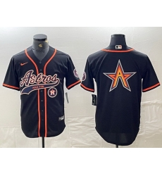 Men Houston Astros Black Team Big Logo With Patch Cool Base Stitched Baseball Jersey 5