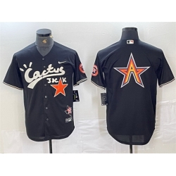 Men Houston Astros Team Big Logo Black Cactus Jack Vapor Premier Limited Stitched Baseball Jersey 2