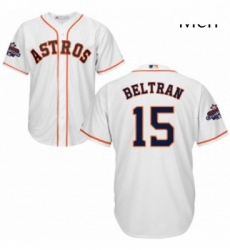 Mens Majestic Houston Astros 15 Carlos Beltran Replica White Home 2017 World Series Champions Cool Base MLB Jersey