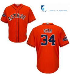 Mens Majestic Houston Astros 34 Nolan Ryan Replica Orange Alternate 2017 World Series Champions Cool Base MLB Jersey