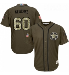 Mens Majestic Houston Astros 60 Dallas Keuchel Replica Green Salute to Service MLB Jersey