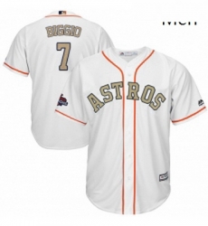 Mens Majestic Houston Astros 7 Craig Biggio Replica White 2018 Gold Program Cool Base MLB Jersey