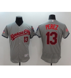 Men Kansas City Royals 13 Perez Grey Elite 2022 MLB Jersey