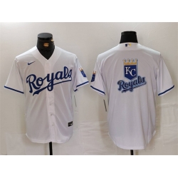 Men Kansas City Royals White Team Big Logo Cool Base Stitched Jersey