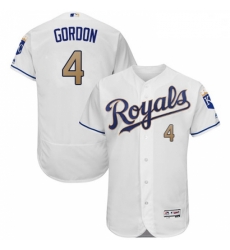 Mens Majestic Kansas City Royals 4 Alex Gordon White Home Flex Base Authentic MLB Jersey