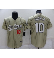 Men Los Angeles Dodgers 10 Justin Turner Cream Throwback Stitched Baseball Jerseys