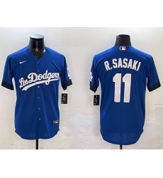 Men Los Angeles Dodgers 11 Roki Sasaki Royal City Connect Cool Base Stitched Baseball Jersey