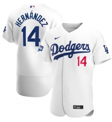 Men Los Angeles Dodgers 14 Enrique Hernandez White Nike 2020 World Series Champions Flexbase Jersey