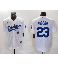 Men Los Angeles Dodgers 23 Kirk Gibson White Cool Base Stitched Baseball Jersey 3